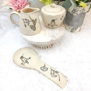 Spectrum Hummingbird Cream Sugar and Spoon Rest Lot Farmhouse InHomeStyles Bird
